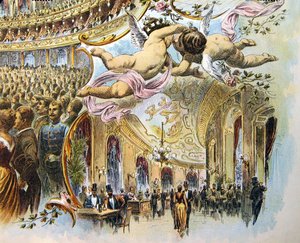 A Somossy Orfeum sétánya Budapesten, XIX. század vége (színes litó)