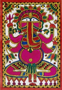 Elefántfejű Ganesh isten (olaj, szövet) alkotó: School Indian