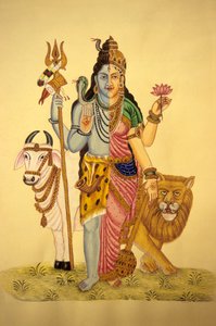 Isten Shiva az Ardnarees viselni Roop, miniatűr festmény papírra alkotó: School Indian
