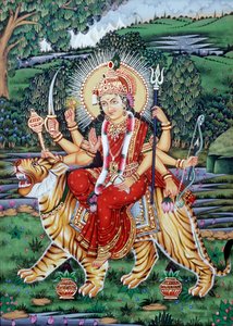 Durga Istennő miniatűr festmény alkotó: School Indian
