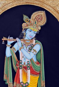 Krishna Isten miniatűr festménye alkotó: School Indian