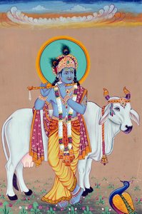 Krishna Isten miniatűr festménye alkotó: School Indian