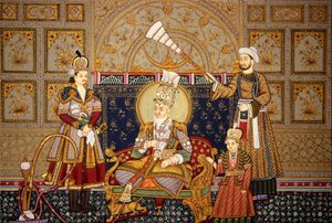 Shah Jahan mogul császár miniatűr festménye papíron alkotó: School Indian