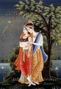 Rádhá Krisna miniatűr festménye, India
