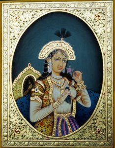Mughal hercegnő Mumtaz Mahal miniatűr festmény papíron alkotó: School Indian