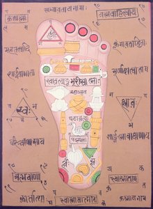A jobb láb tantrikus ábrája (gouache és akvarell, papír) alkotó: School Indian