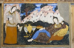 Frissen a Chehel Sotoun Palace-ban, Esfahanban, Iránban alkotó: School Iranian
