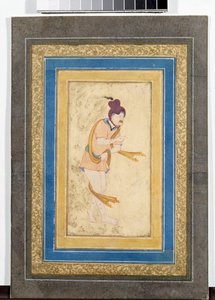 Egy iráni dervis mester portréja (Dervish iráni mester) - Miniatűr, akvarell, gouache és arannyal festett kartonra (14,8x7,9 cm), 17. század eleje - Állami Ermitázs, Szentpétervár (Oroszország) alkotó: School Iranian