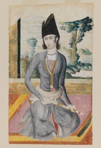 Ülő Qajar Prince (ceruza és átlátszatlan akvarell papíron) alkotó: School Iranian