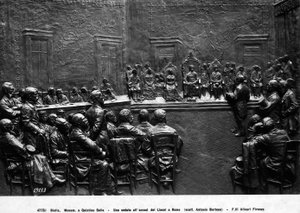 A Lincei Akadémia ülése Rómában (bronz) (f/w fotó) alkotó: School Italian