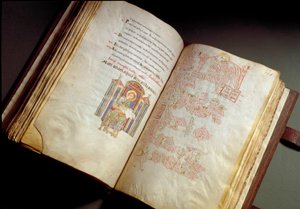 Evangéliumi. Kódex a farfai kolostorból. (Ms. E 16 folii 149v. 150r.) Róma, Biblioteca Vallicelliana alkotó: School Italian