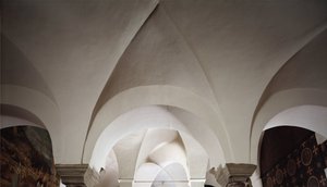 A káptalanház belső képe, V. század alkotó: School Italian