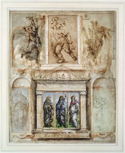 Giorgio Vasari (1511-74) „Libro dei Disegni” oldala, 1524 után szerelve és keretezve (papíron fémhegy) alkotó: School Italian