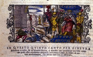 Ginevra hercegnő ártatlan, és megszakad a harc a rágalmazó és az ismeretlen lovag között, aki Ginevrát védeni jött. Ludovico Ariosto (1474 - 1533) „Orlando Furioso” (A dühöngő Roland) L