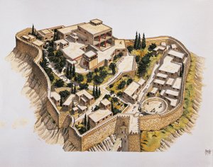 Az ókori Mükénék rekonstrukciója (színes litho)