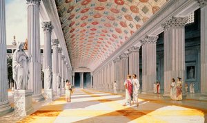 Traianus fóruma – az oszlopcsarnok rekonstrukciója (színes litó) alkotó: School Italian