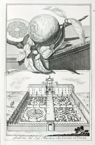 Veronai Spolverini márki villája, A. Volkamer "Villák, kertek és tájak Velencében" című művéből (metszet) alkotó: School Italian