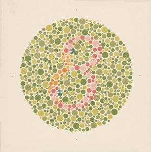 Ishihara színteszt a színvakság kimutatására. (színes litho)