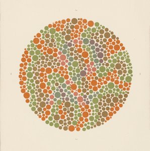 Ishihara színteszt a színvakság kimutatására. (színes litho)