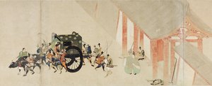 Illusztrált mese a polgárháborúról, The Imperial Visit to Rokuhara (Illustrated Tale of the Civil War, The Imperial Visit to Rokuhara) - Névtelen munka, akvarell és tus papíron, második tekercs alkotó: School Japanese