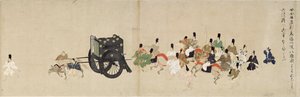 Illusztrált mese a polgárháborúról, The Imperial Visit to Rokuhara (Illustrated Tale of the Civil War, The Imperial Visit to Rokuhara) - Névtelen munka, akvarell és tus papíron, ötödik tekercs alkotó: School Japanese