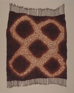 Női fejrongy ("taritat vagy tarredat"), 19. század végi (gyapjú; sima szövésű, reziszten festett és festett)