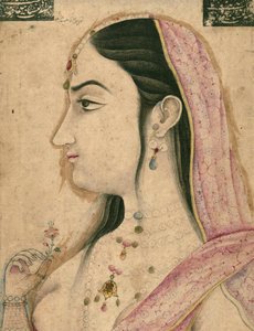Lal Kunwar, a 8. mogul császár, Jahandar Shah kedvence (meghalt 1125 AH/Kr. u. 1713), mogul miniatűr (papír tintával, festékkel és arannyal, kartonra szerelve)