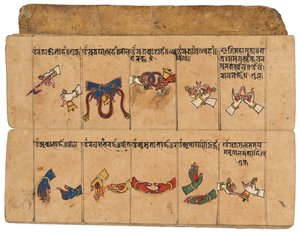 Egy Thyasapu kézirat a mudrák ikonográfiai illusztrációival, Nepál alkotó: School Nepalese