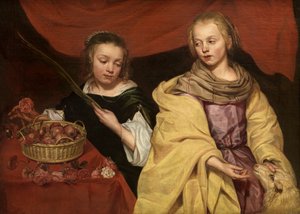 Római Ágnes és Cézárei Dorothea szentek (olaj a táblán) alkotó: School Netherlandish