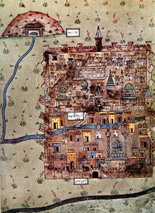 Erzerum térképe, Törökország 1600 körül (színes litó)