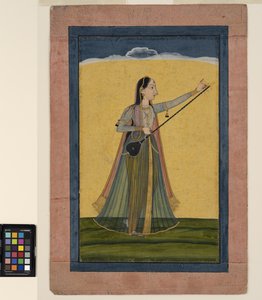 Egy nő hangolja a tamburáját, 1740 körül (átlátszatlan akvarell papíron)