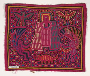 Shirt panel (mola), Kuna People, San Blas Islands, 1950-es évek körül (rátett pamut)
