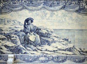Henrik, a Navigátor, ül, nézi a tengert - Azulejo Lisszabon (Sintra) környékéről.