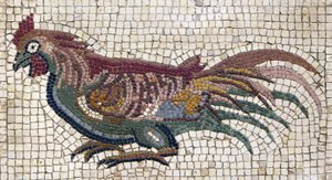 Sokszínű kakas egy tunéziai római villa földjéről (mozaik) alkotó: School Roman