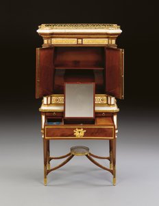 Ormolura szerelt fehér márvány és mahagóni bonheur du jour, 1790 körül (ormolu, márvány és mahagóni) alkotó: School Russian
