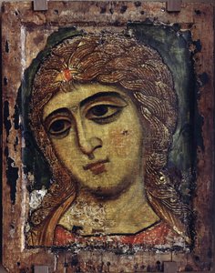 Gábriel arkangyal - Gábriel arkangyal (Aranyhajú angyal) - Orosz ikon - kb 1200 - Tempera panelen - 49x38,5 - Állami Orosz Múzeum, Szentpétervár