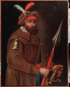 Jermak Timofejevics kozákvezér (született 1532 és 1542-1585 között), Szibéria meghódítójának portréja. Névtelen festmény, olaj, vászon, 18. század eleje. Állami Művészeti Múzeum, Tomszk (Oroszország). alkotó: School Russian