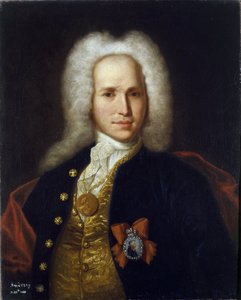 Andrej Nartov (1683-1756) tudós, hadmérnök és feltaláló portréja. (A. Nartov tudós, hadmérnök és feltaláló portréja). Névtelen festmény, olaj, vászon, 1725 körül. Orosz művészet alkotó: School Russian