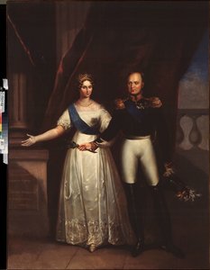 I. Sándor császár (1777-1825) portréi feleségével (Erzsébet Alekszejevna, szül. Louise Augusta badeni hercegnő) alkotó: School Russian