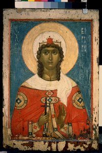 ""Szent Borbála ábrázolása"" orosz ikon. festés fára alkotó: School Russian