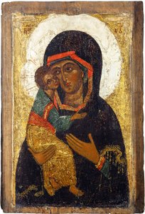 Orosz ikon: Vlagyimir Szűza. Tempera táblán, 15. század első fele, Történelmi és Művészeti Múzeum, Suzdal alkotó: School Russian