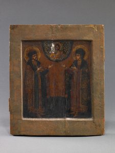 Szent Borisz és Gleb, 18. század eleje (tempera és papír, fa) alkotó: School Russian