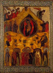 Az 1560-as szűz orosz ikon gyűlése. Oroszország, Monastere Solonsky alkotó: School Russian