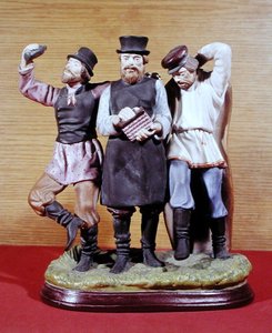 Három részeg muzsik, a moszkvai Gardner-gyár készítette, 1860-70 körül (porcelán). alkotó: School Russian