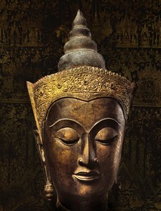 Koronás Buddha-kép Ayutthaya stílusú feje (bronz)