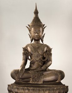 Életnagyságú Buddha királyi öltözékben (bronz)