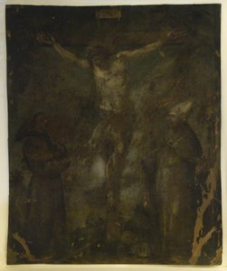 Keresztre feszítés (Madonna On Verso) (olaj a rézre) alkotó: School Spanish