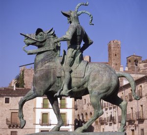 Francisco Pizarro (kb. 1478-1541) lovas szobra (bronz)