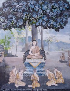Freskó, amely Buddha életének egy jelenetét ábrázolja, Wat Phra That Doi Suthep templom (freskó)