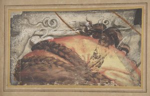 Gobelin-rajzfilmtöredék: A női fej teteje ruhára fonott hajjal..., 1500-50. alkotó: School of Raphael.
